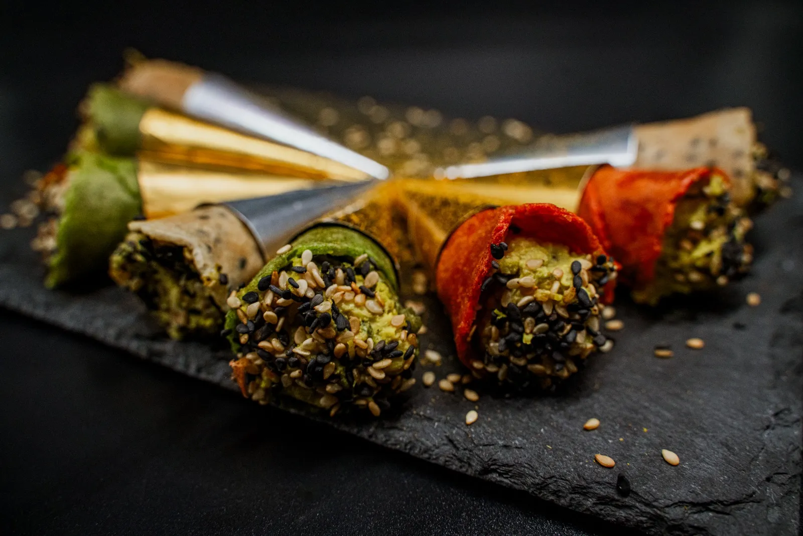 Amuse-bouche carré création originale - Traiteur Montpellier